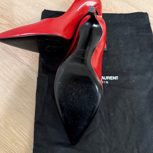 GUARANTEED AUTHENTIC SAINT LAURENT ANJA 105 RED LEATHER ESCARPIN PUMP- 37 1/2 - Picture 8 of 13